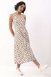 Ivory Cotton Floral Tie-Up Midi A-Line Dress image number 7