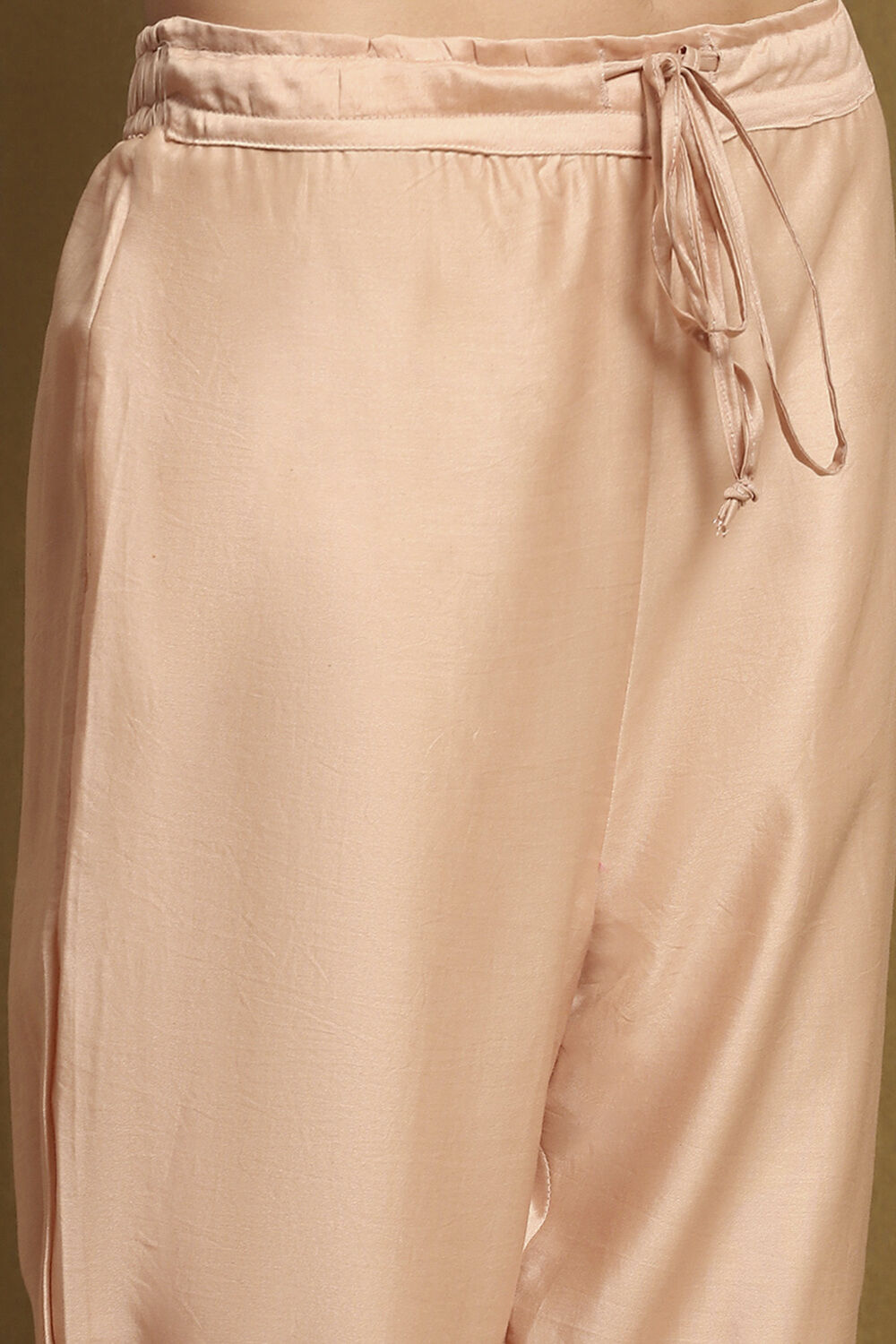 Beige Silk Chanderi Embroidered Asymmetric Suit Set image number 2