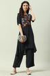 Red Printed LIVA Asymmetric Kurta Palazzo Suit Set image number 6