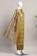 Blue Cotton Printed Embroidered Unstitched Suit Set image number 4