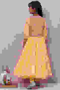 Yellow Cotton Anarkali Suit image number 4