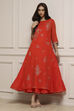 Tomato Red Poly Cotton Printed Kurta Dress