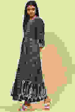 Indigo LIVA Fusion Printed Dress image number 2