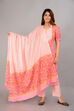Pink Cotton Screen Print Unstitched Suit Set image number 5