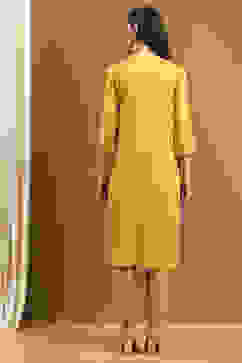 Mustard Yellow Solid Straight Kurta image number 3