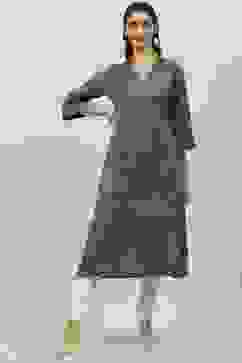 Olive Green Straight Printed Kurta image number 0