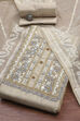 Beige Cotton Printed Embroidered Unstitched Suit Set image number 0