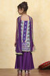 Purple Cotton Printed Straight Sharara Suit Set image number 4