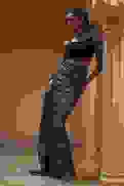 Navy Blue Georgette Digital Printed Sequence Pre-Draped Saree image number 2