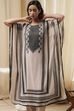 Beige and Black Printed Kaftan-Style Kurta Set image number 8