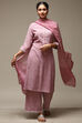 Magenta Cotton Blend Straight Kurta Palazzo Suit Set