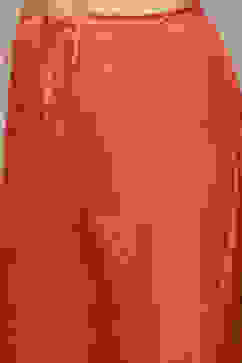 Coral Cotton Blend Gathered Kurta Palazzo Suit Set image number 3