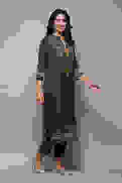 Green Cotton Blend Straight Yarndyed 2 Piece Set image number 5