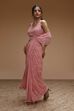 Pink Georgette Digital Printed Pre-Draped Saree image number 2