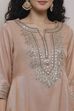 Blush Peach Cotton Tissue Embroidered Dyed Kalidar Suit Set image number 1