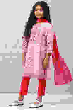 Ecru Cotton Straight Kurta Regular Pants Suit Set image number 5