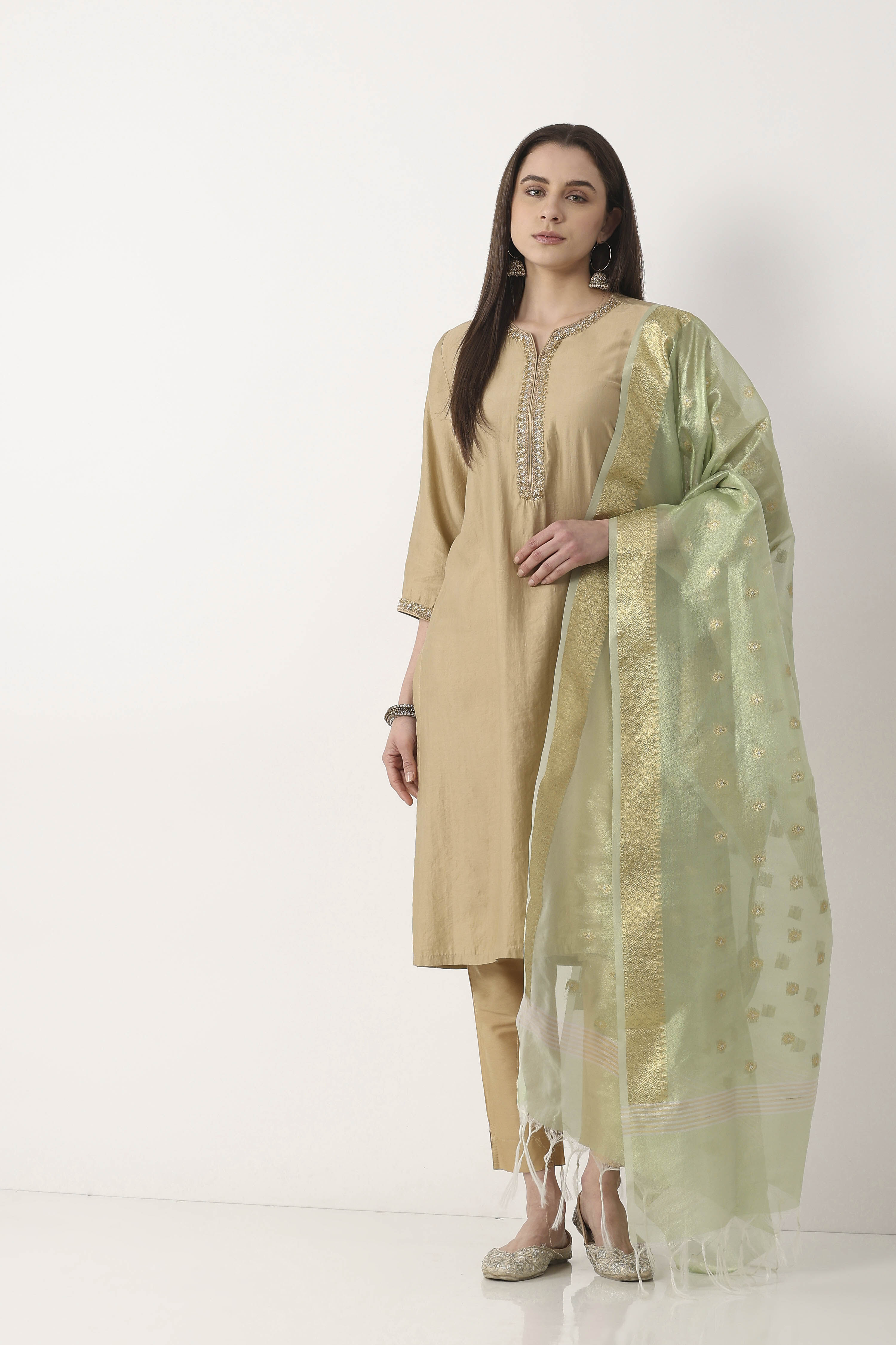 Mint Green Art Silk Dupatta image number 0