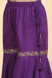 Purple Cotton Printed Straight Sharara Suit Set image number 2