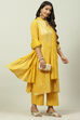 Mustard Printed Cotton Straight Kurta Palazzo Suit Set image number 7