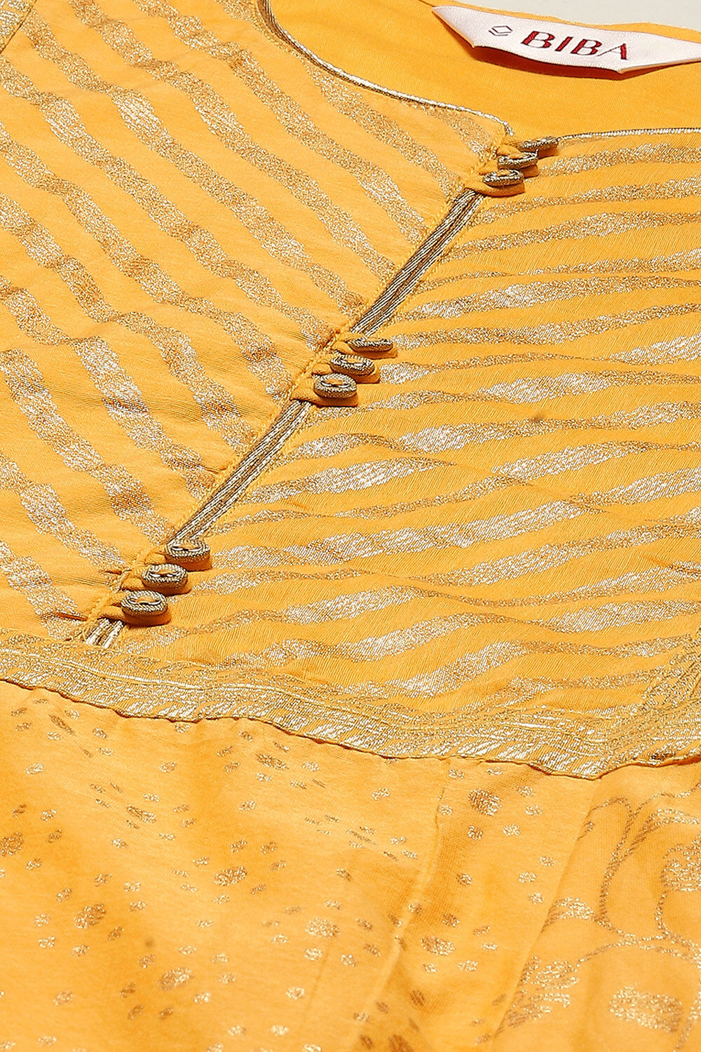 Mango Art Silk Flared Printed Kurta image number 1
