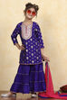 Purple Brocade Yarndyed Straight Sharara Suit Set image number 7