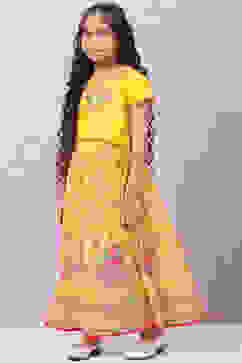 Yellow Art Silk Lehenga Set image number 3