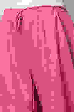 Pink Art Silk Straight Kurta Palazzo Suit Set image number 3