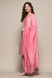 Pink Yard-Dyed Chanderi Kurta & Pants Suit Set image number 4