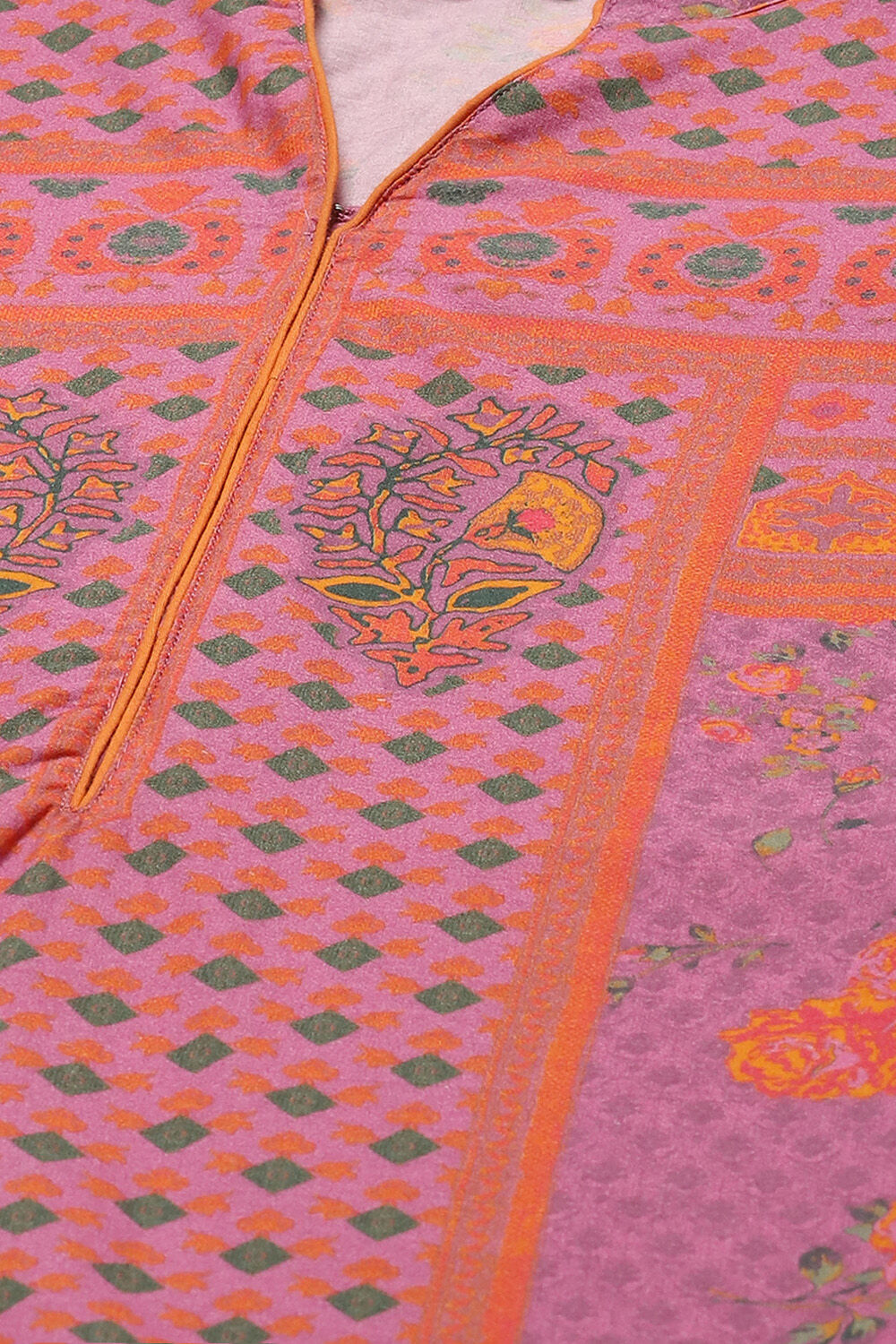 Purple Cotton Printed Straight Kurta image number 1