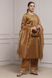 Copper Gold Cotton Tissue Embroidered Gathered Suit Set image number 5