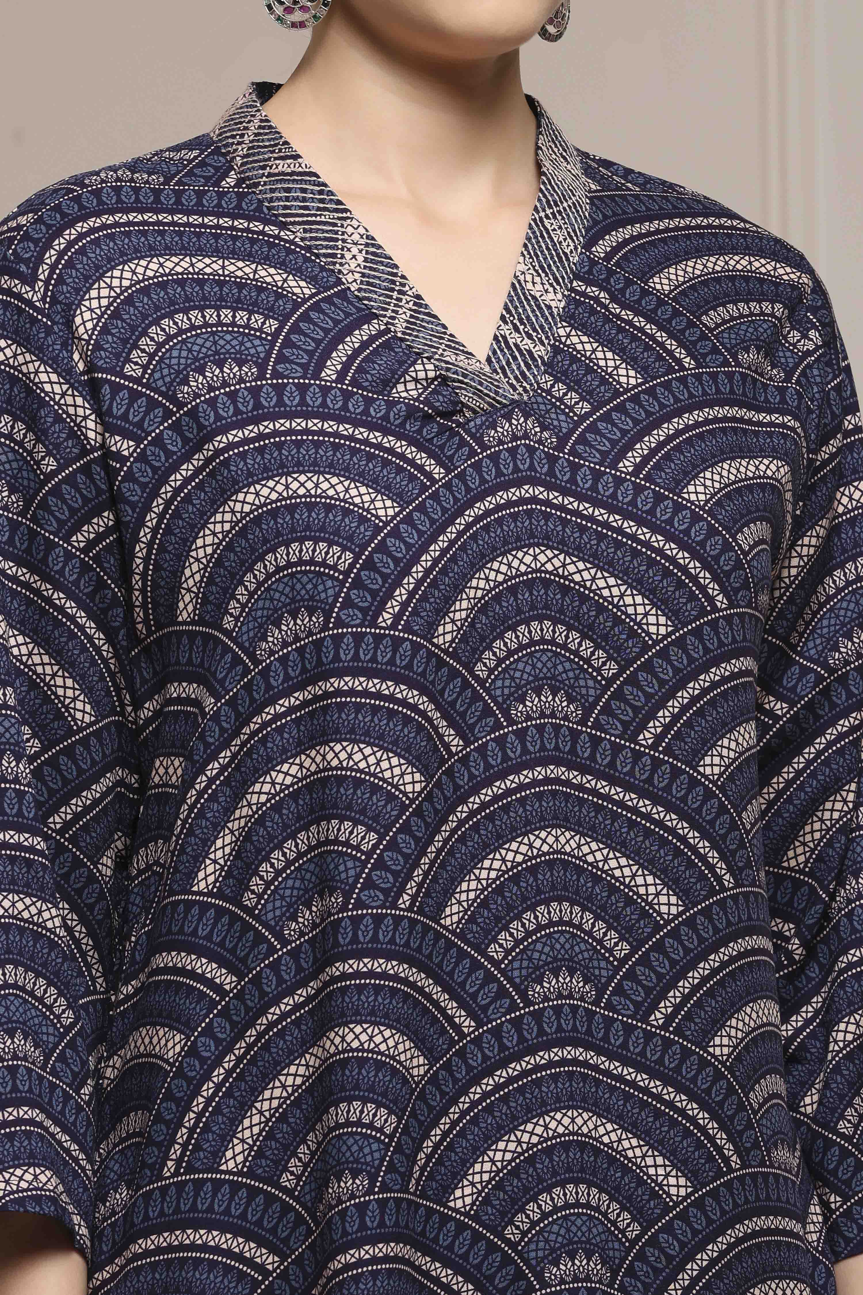 Indigo Blue Viscose Rayon Straight Kurta image number 1