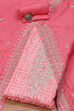 Pink Modal Machine Embroidered Unstitched Suit Set image number 0