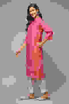 Fuschia Viscose Straight Printed 2 Piece Set image number 3