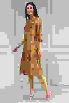 Yellow Floral Printed Straight Kurta image number 2