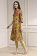 Yellow Floral Printed Straight Kurta image number 2