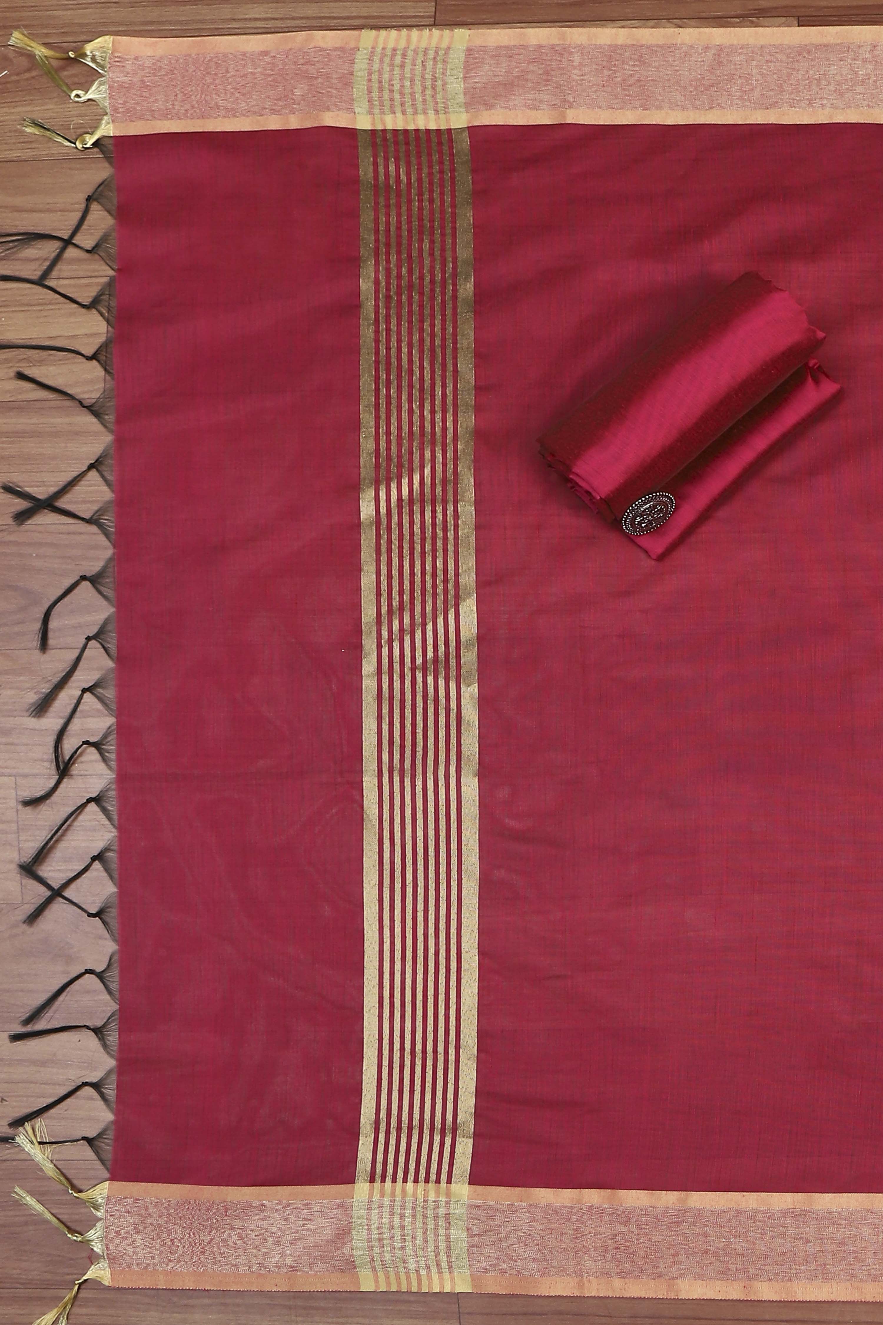 Rust Poly Silk Banarasi Unstitched Suit Set image number 3