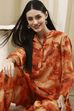 Orange Printed Straight Co-ord Set image number 0