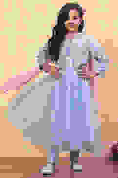 Blue Net Anarkali Suit Set image number 6