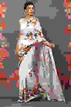 Rohit Bal Off White Cotton Blend Saree image number 2