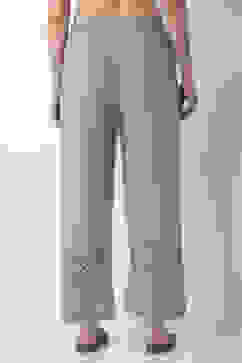 Grey Cotton Straight Palazzos image number 5