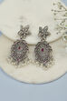 Oxidised Maroon Brass Earrings image number 0