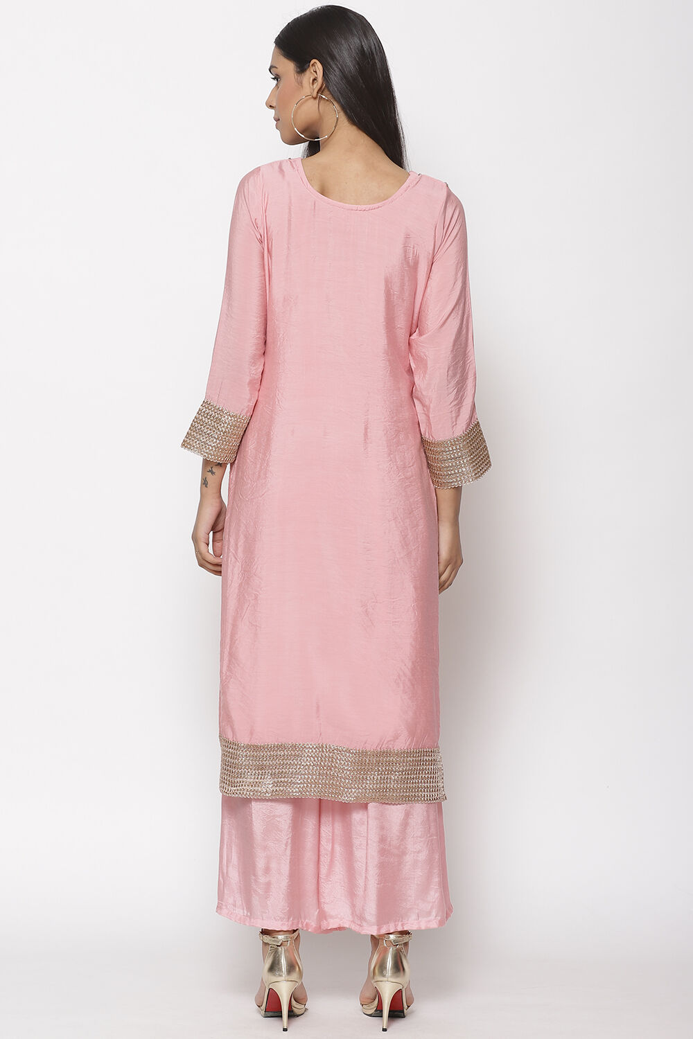 Off White Chanderi Unstitched Suit Set image number 6