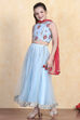 Sky Blue Printed Flared Lehenga Set image number 3