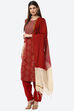 Red Cotton Unstitched Suit Set image number 6
