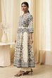 White and Black Cotton Printed Anarkali Kurta Set image number 3