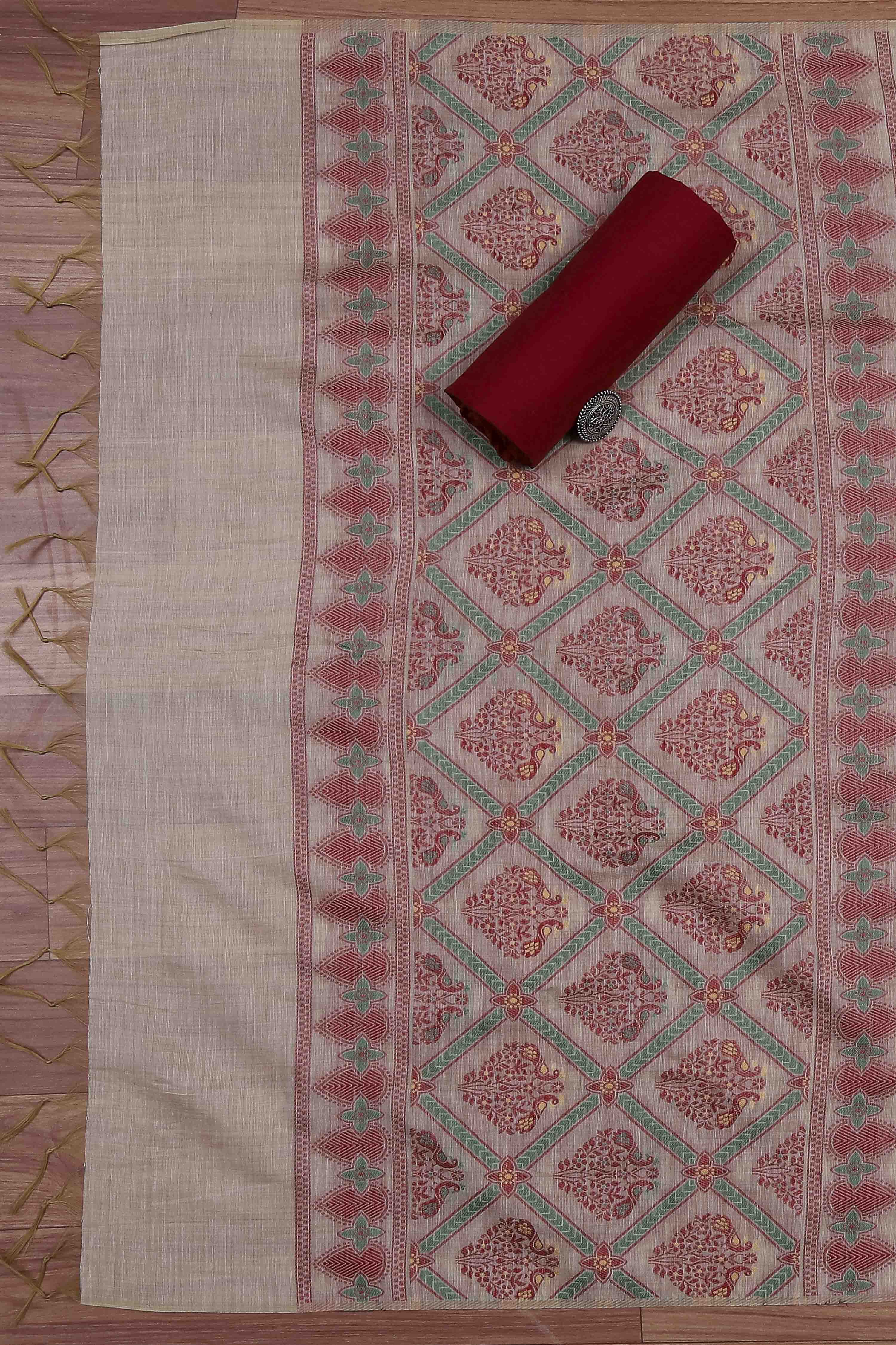 Rani Cotton Jamdani Unstitched Suit Set image number 3