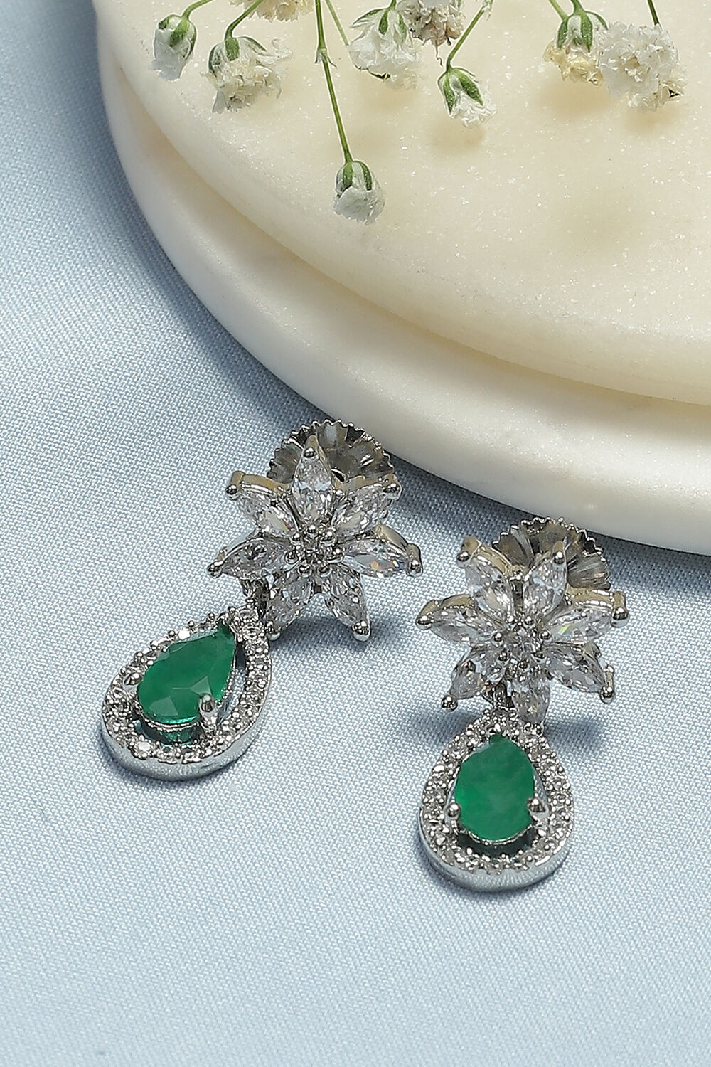 Green Brass Earrings image number 0