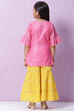 Pink Art Silk Straight Kurta Sharara Suit Set image number 4