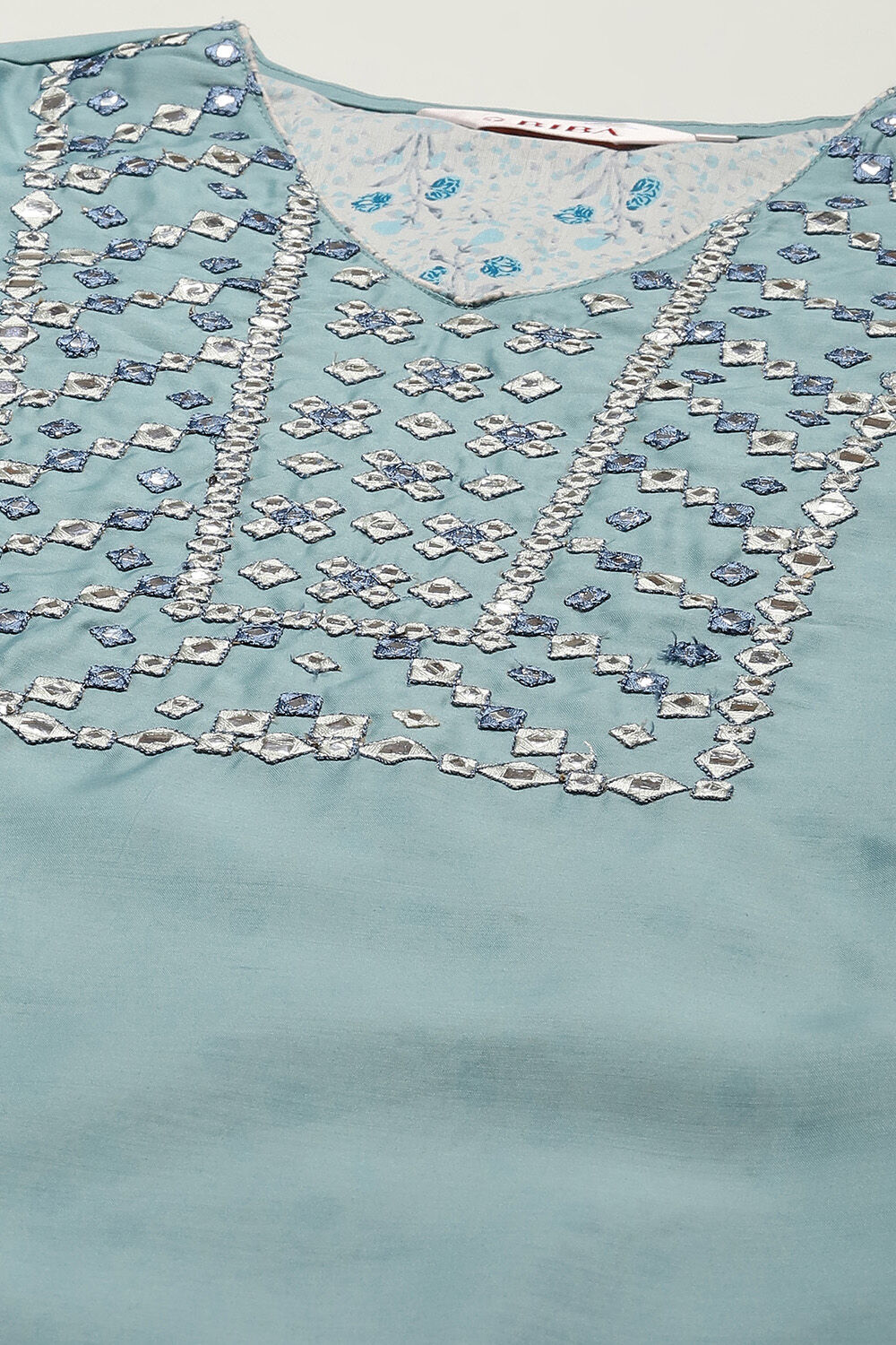 Powder Blue Cambric Narrow Kurta Pant Suit Set image number 1