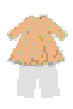 Mustard Cotton Floral Kalidar Kurta and Palazzo Set image number 0